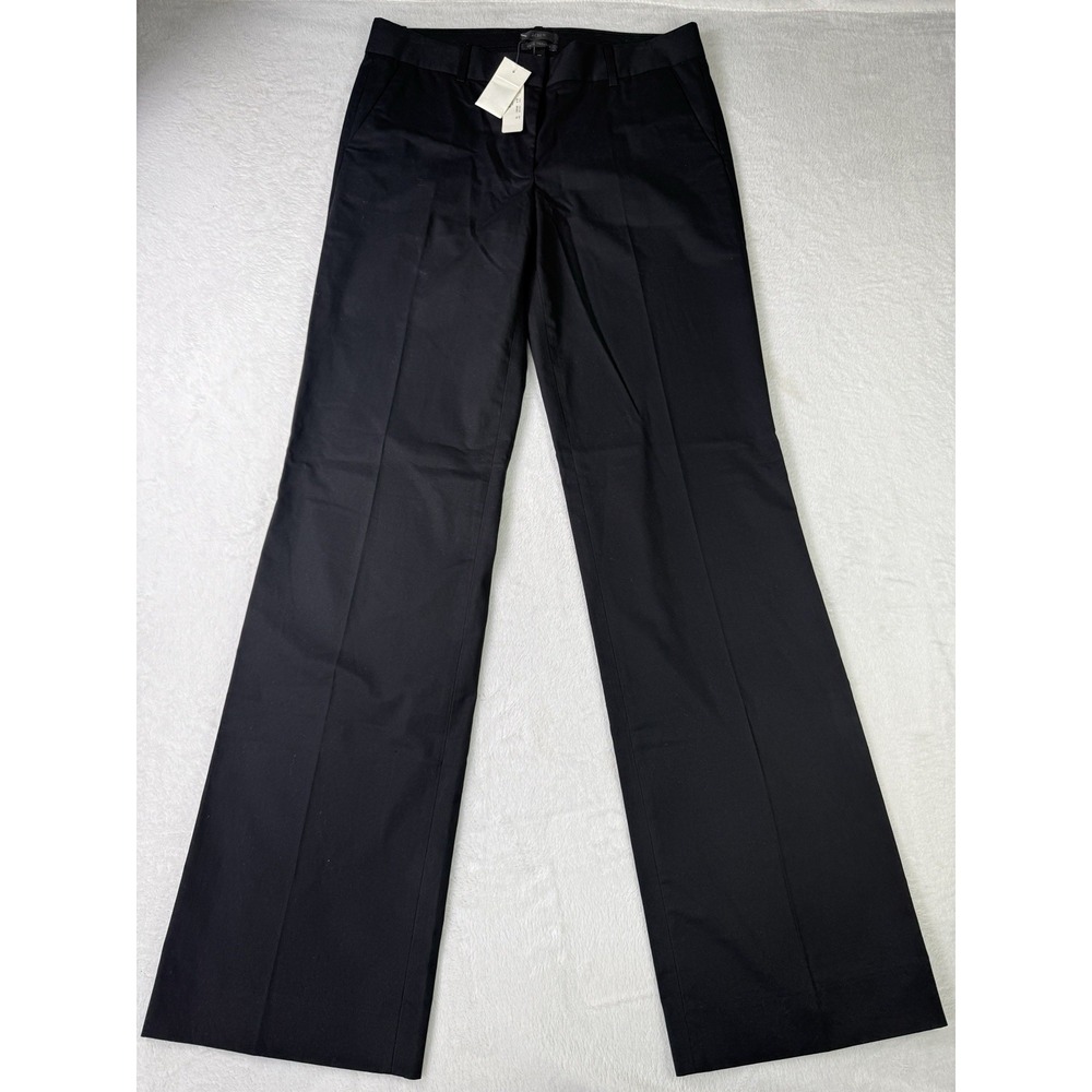 J. CREW Cafe Trouser Pants Womens 8 Tall Black Stretch Cotton Straight NWT